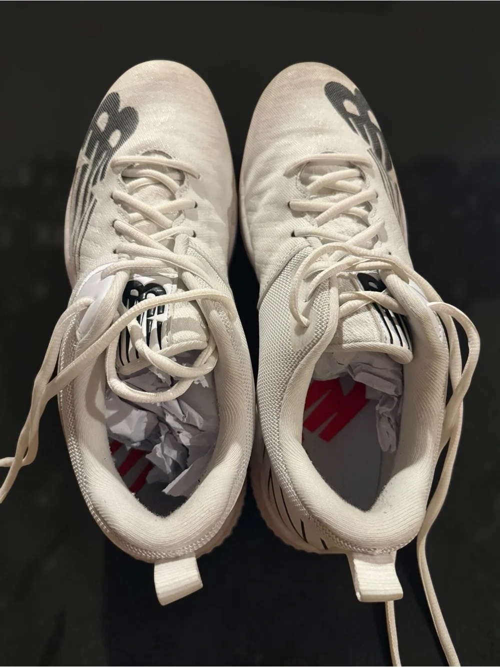 New Balance White Men's Baseball Cleats with Black Logo - Picture 8 of 8